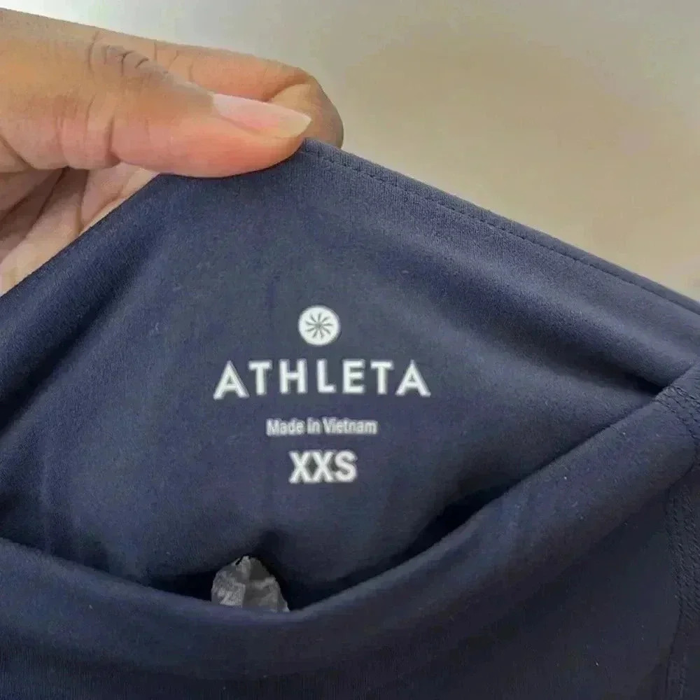 ATHLETA Mantra Mosaic Printed Crop Leggings Women XXS in Navy Blue and White - Picture 9 of 14
